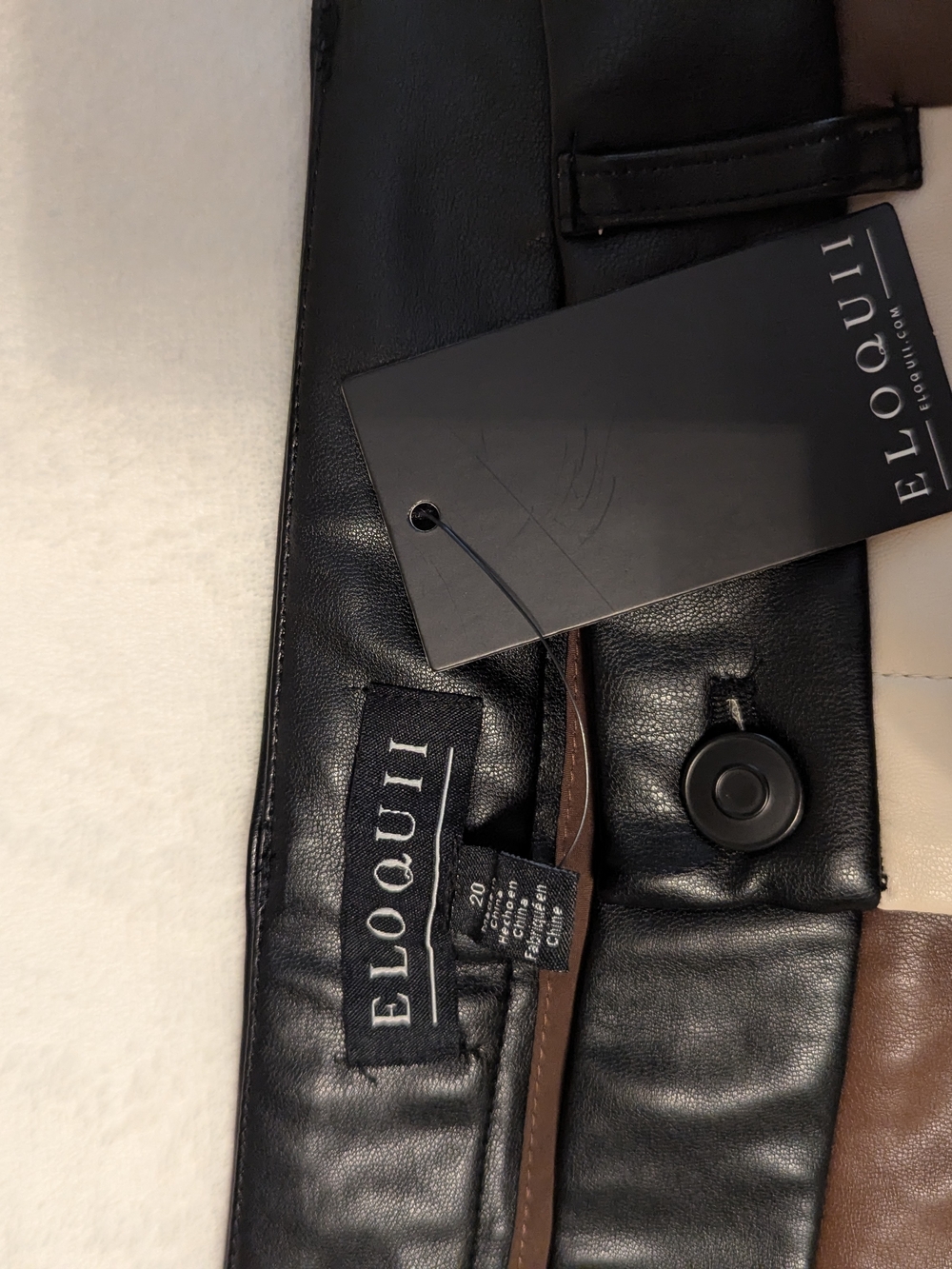 Colorblock Faux Leather Women’s Pants - Brown/Black/Cream - Picture 6 of 6